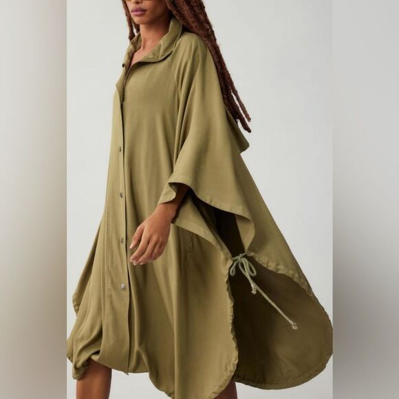 Anthropologie | Pilcro Long Utility Jacket Womens Olive Green One Size - Picture 1 of 8